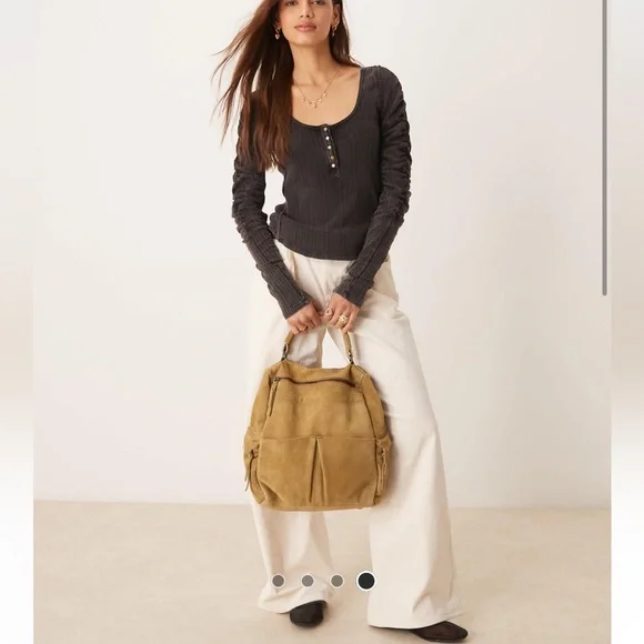 Free people We the Free Hope Pointelle Henley Black NWT - Picture 4 of 4